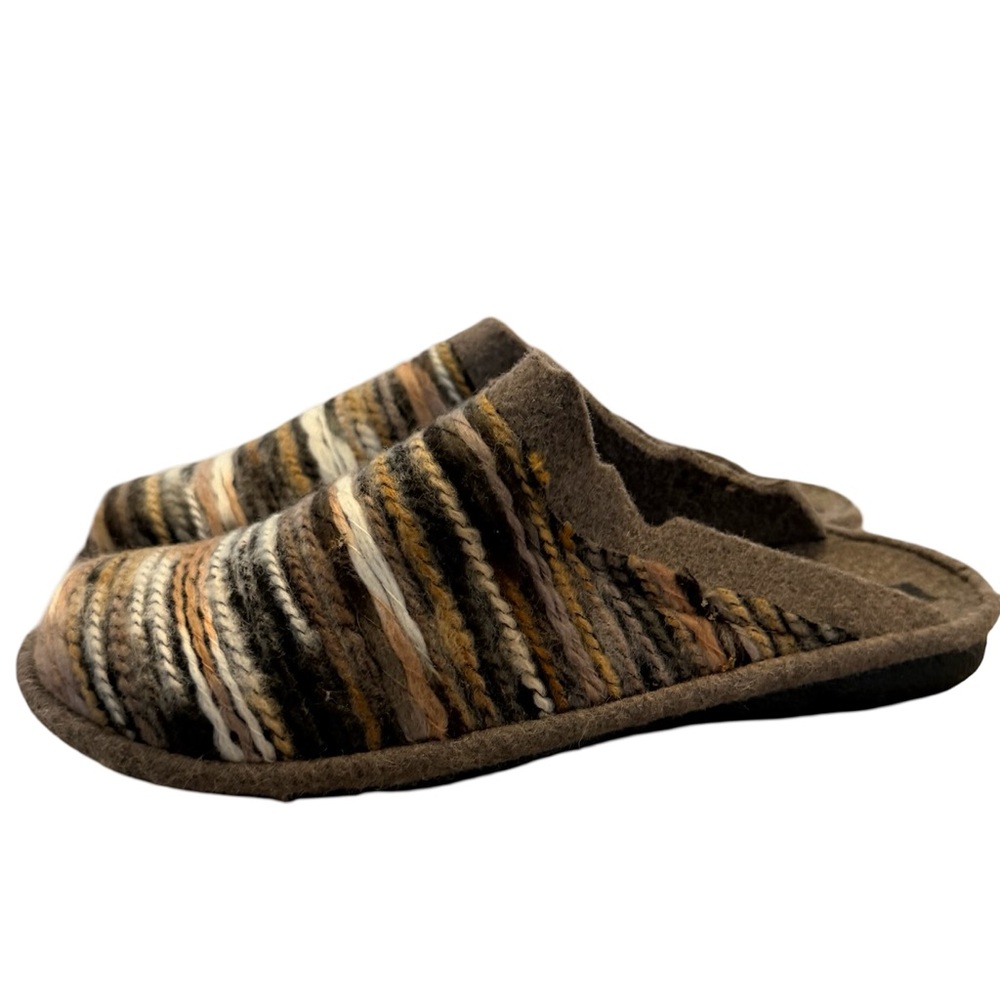Romika Brown Multicolor Knit-Striped Clog Mules